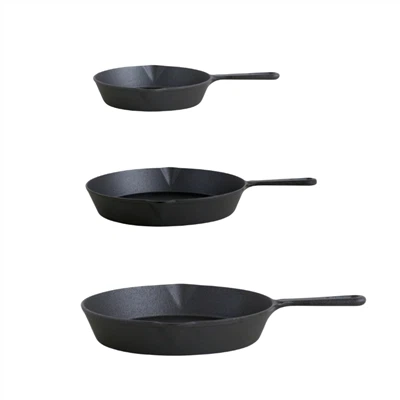 Conjunto de frigideira de ferro fundido de 6 "8" 10 ", frigideira de ferro fundido, fritadeira de cozinha, diâmetro 15,5/20/25 cm
