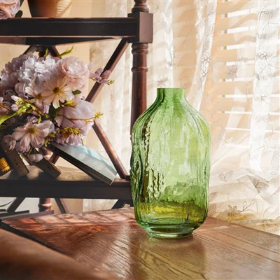 Vaso de vidro verde floresta artesanal