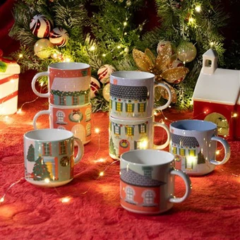 Caneca globo de neve de Natal | mão de 12 onças-porcelana ilustrada